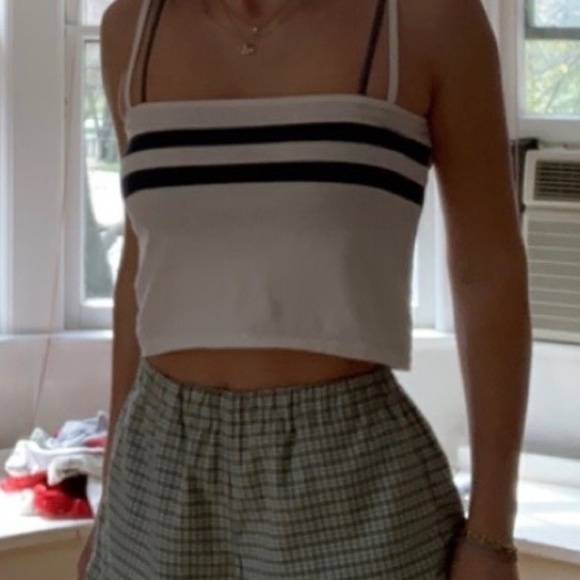 Brandy melville john galt white and blue tank top - Picture 1 of 3